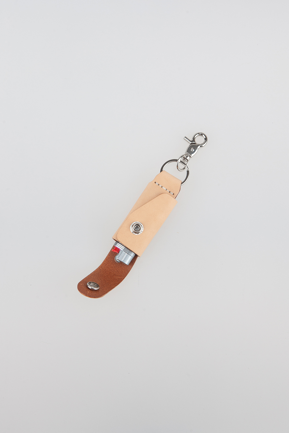 leather lighter keyholder - beige