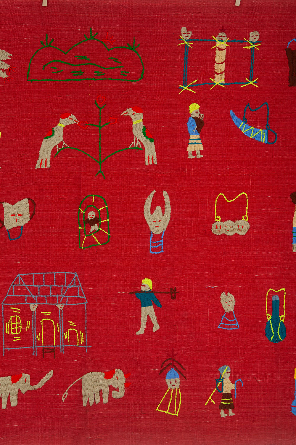 embroidery blanket - red