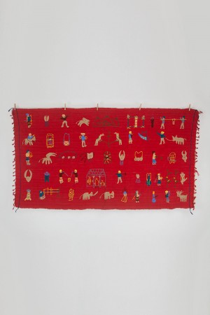 embroidery blanket - red