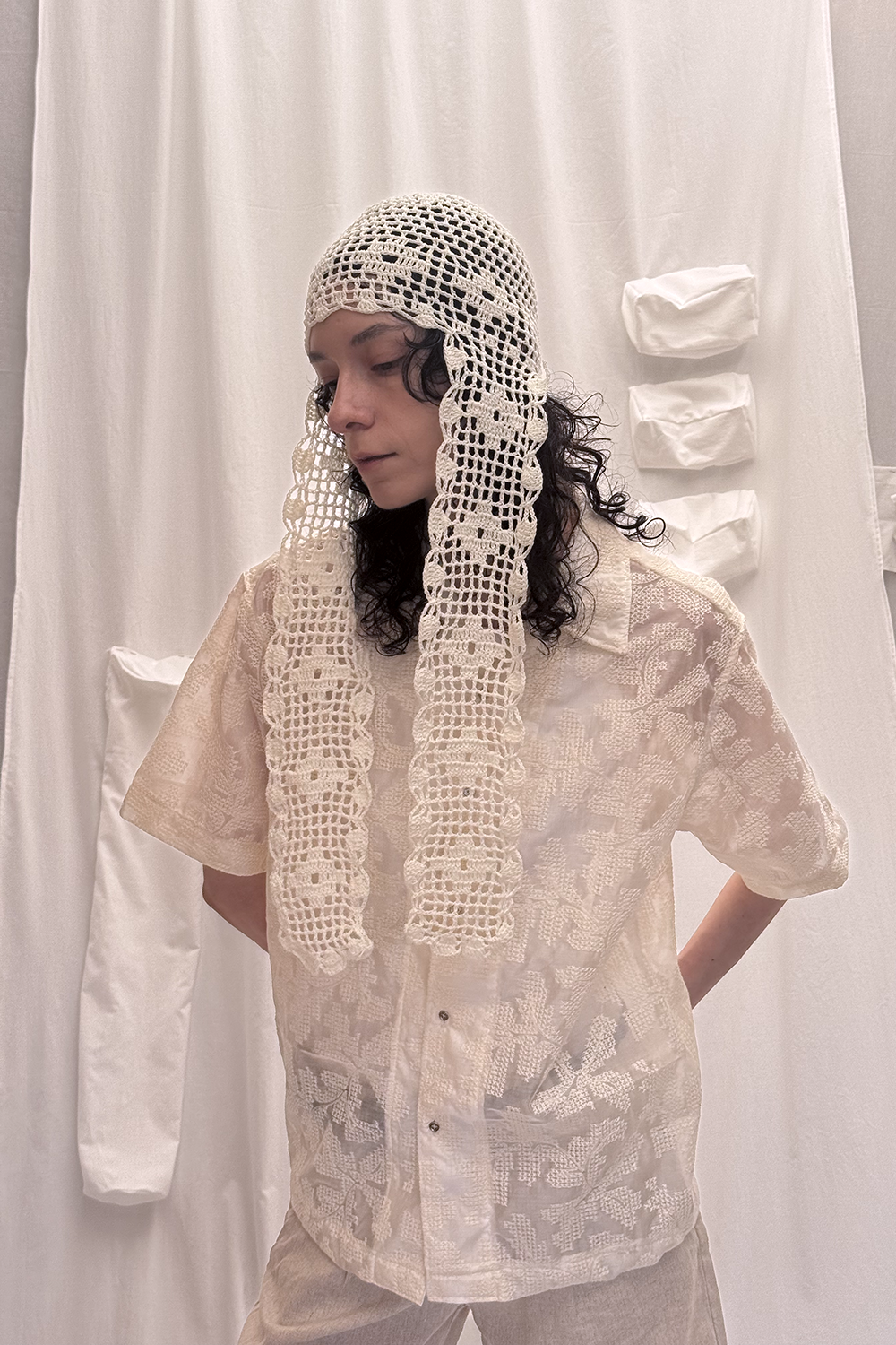 woven hat long ear - ecru (예약11/17)