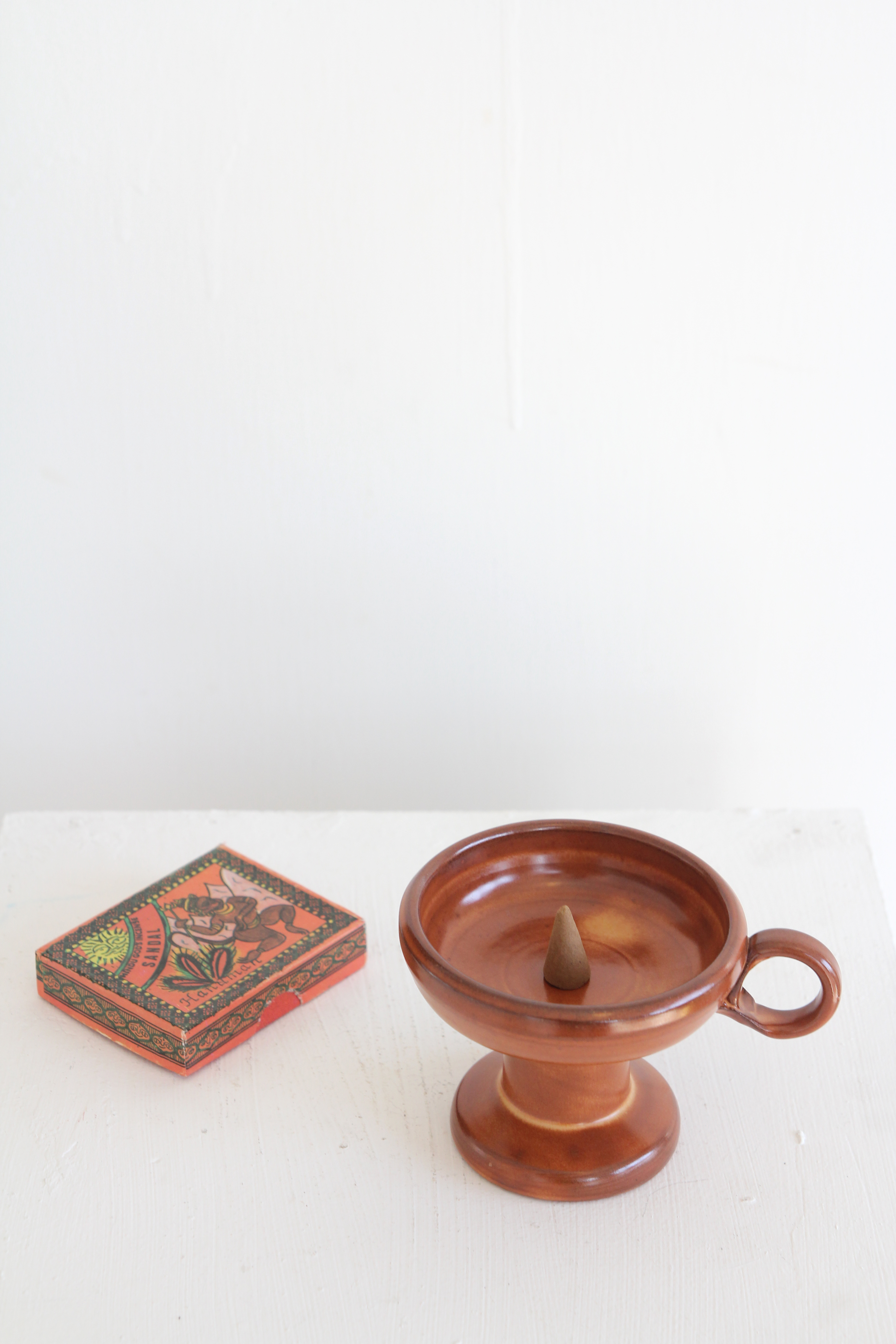 teracotta incense /candle holder - brown