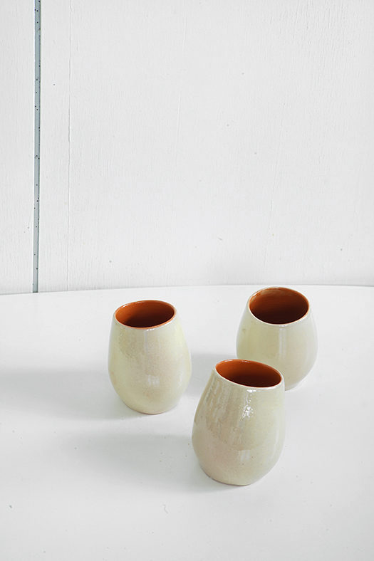 beige glazed cup