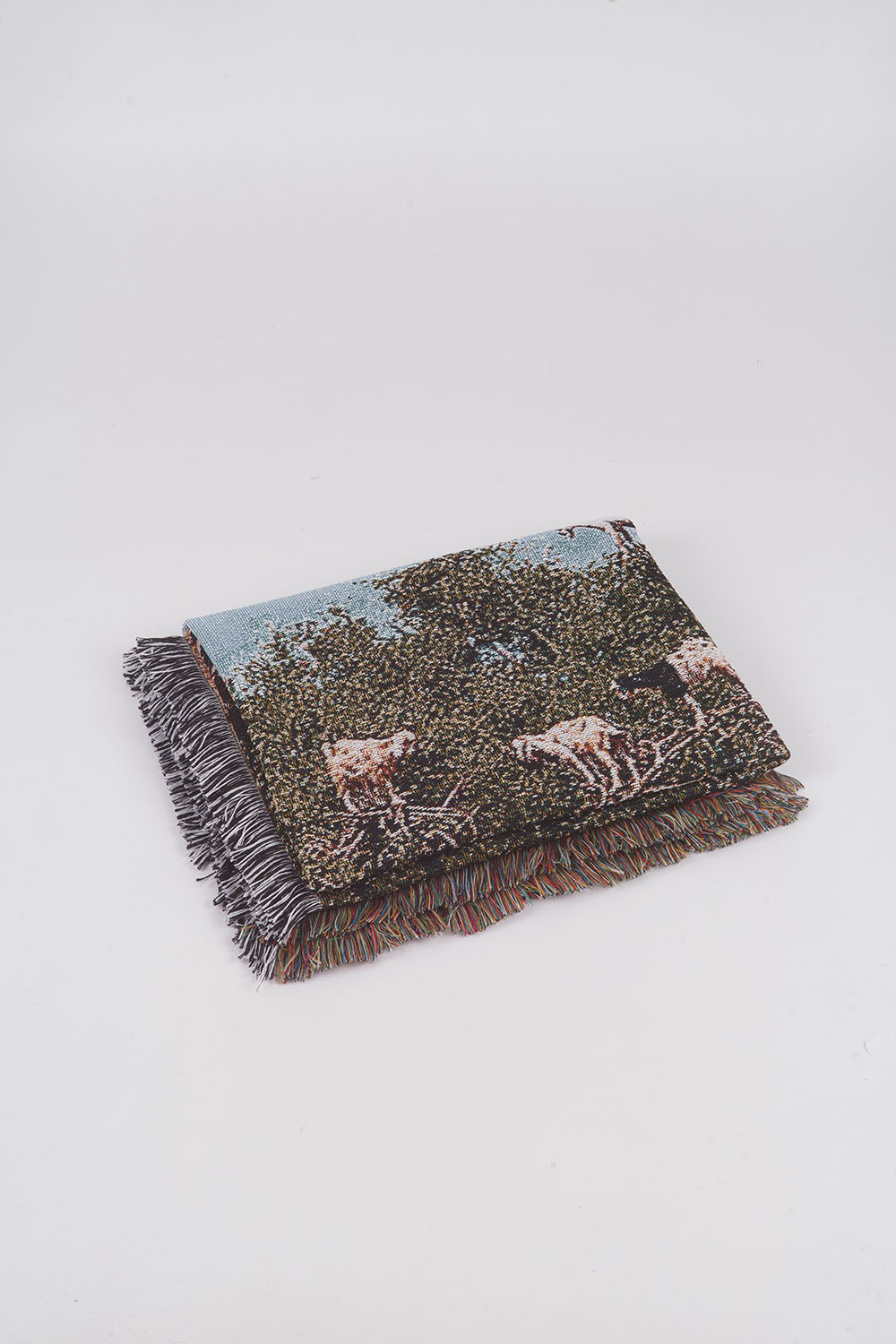 cotton blanket - goats on tree