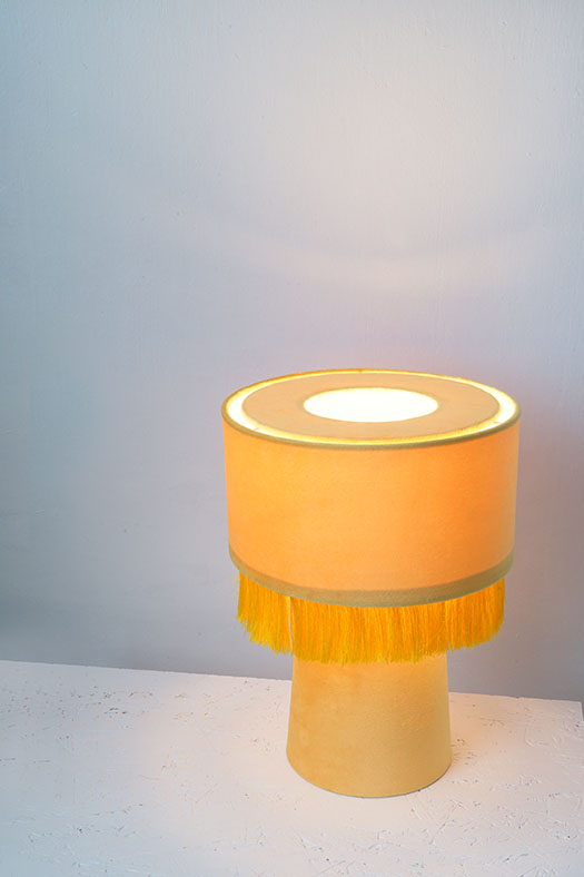 velvet stand lamp - chickpea