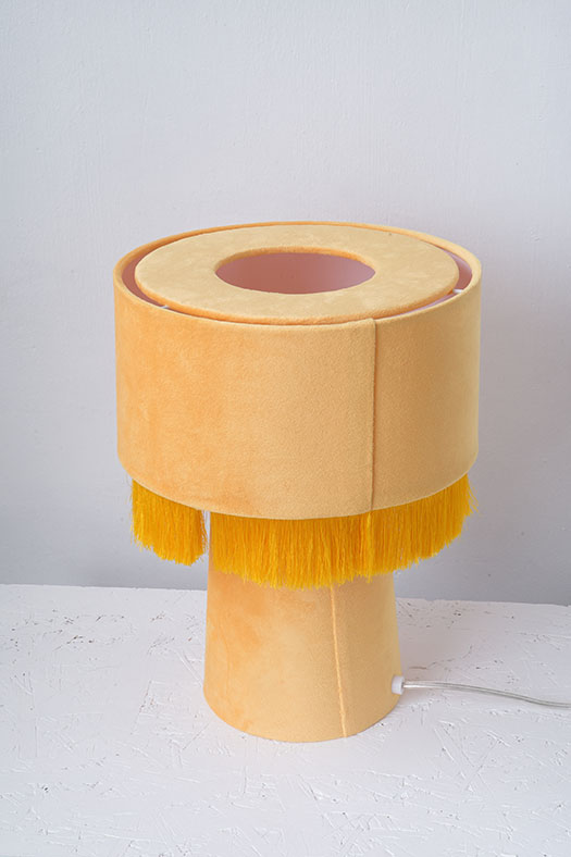 velvet stand lamp - chickpea