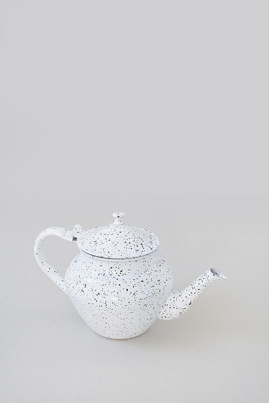 steel teapot - white