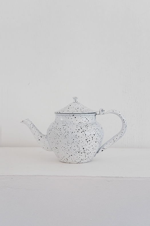 steel teapot - white