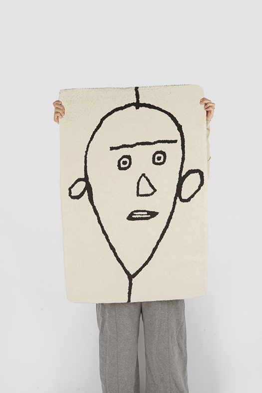 face drawing wool  rug