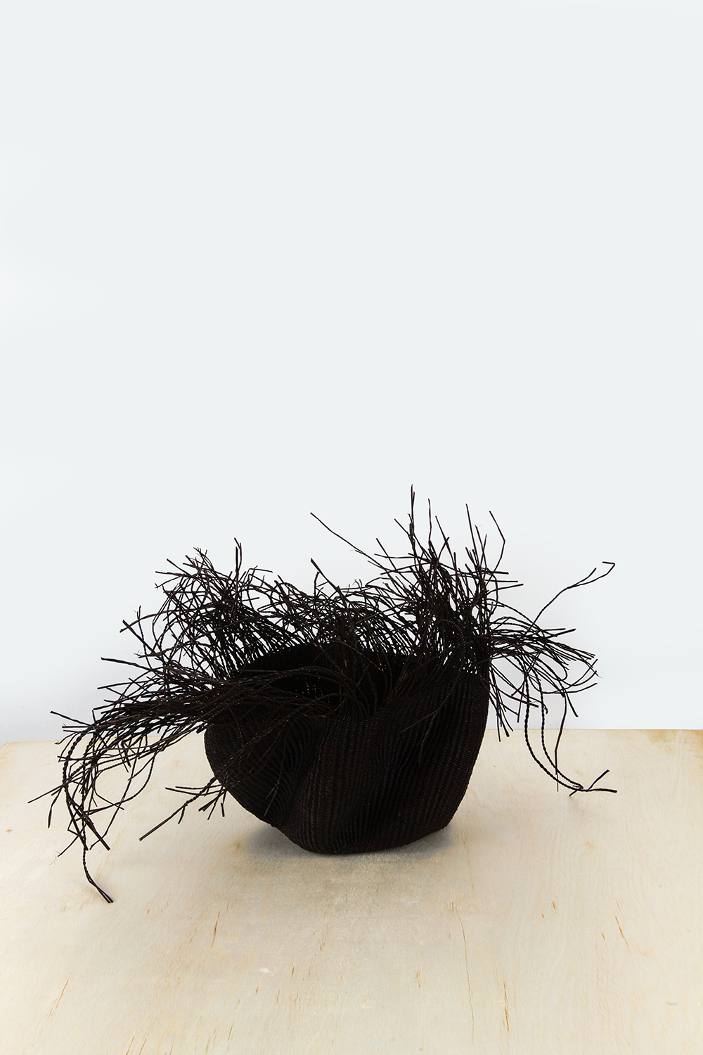 woven basket object - black