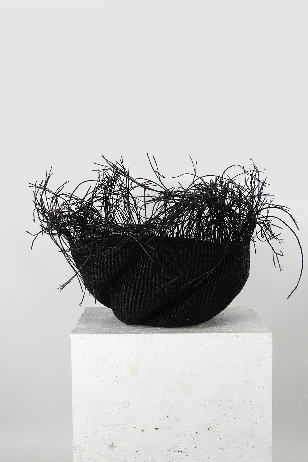 woven basket object - black