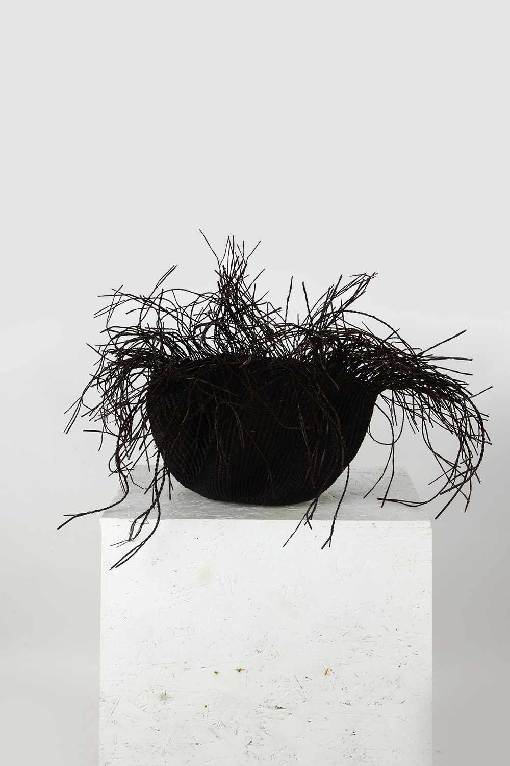 woven basket object - black