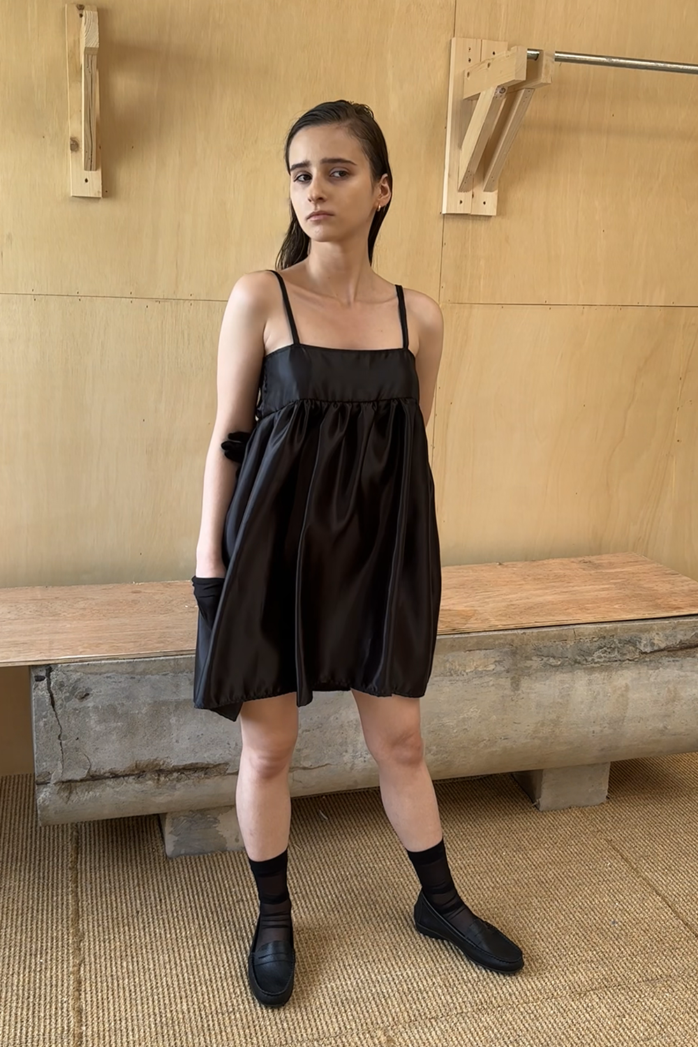 quinoa bustier dress - black