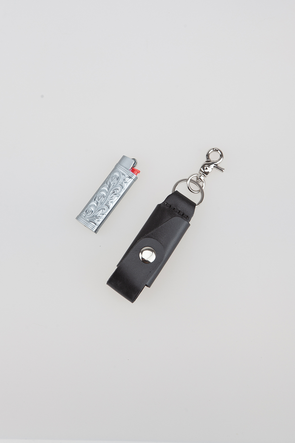 leather lighter keyholder - black