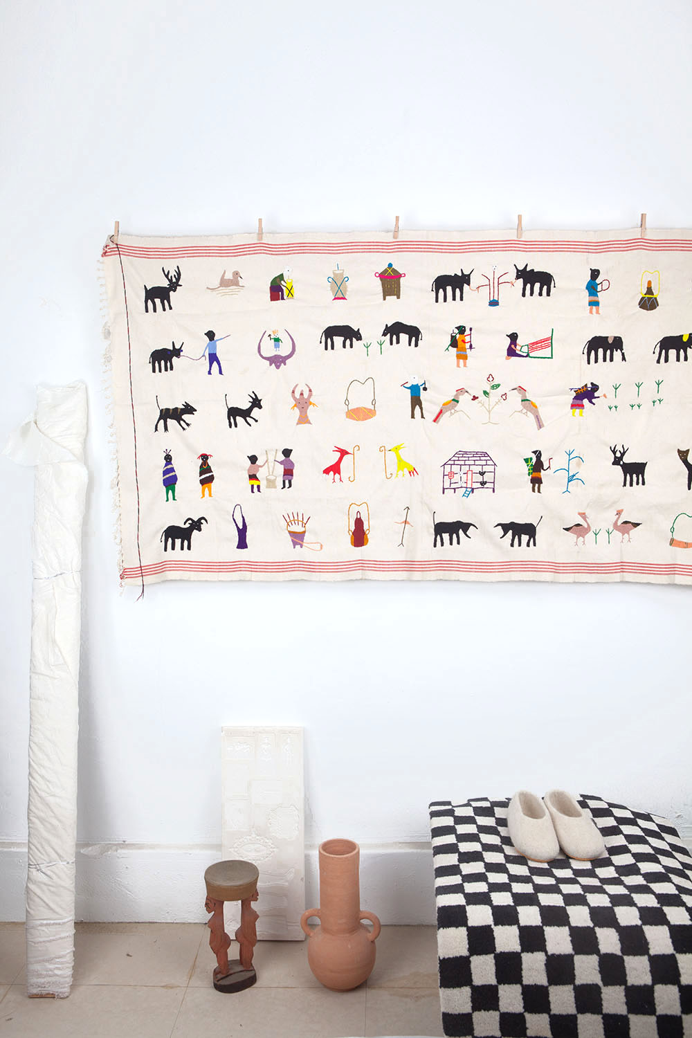 embroidery blanket - beige