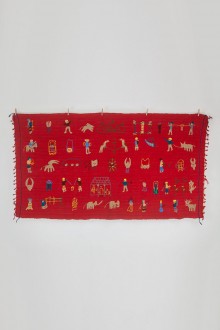 embroidery blanket - red