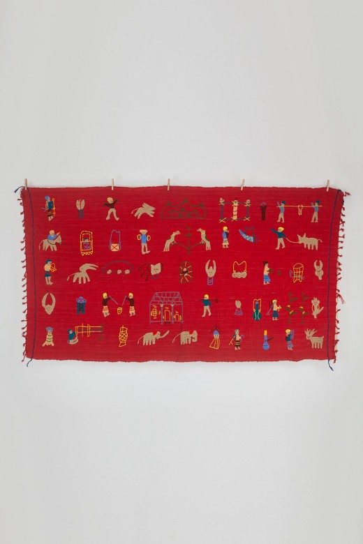 embroidery blanket - red