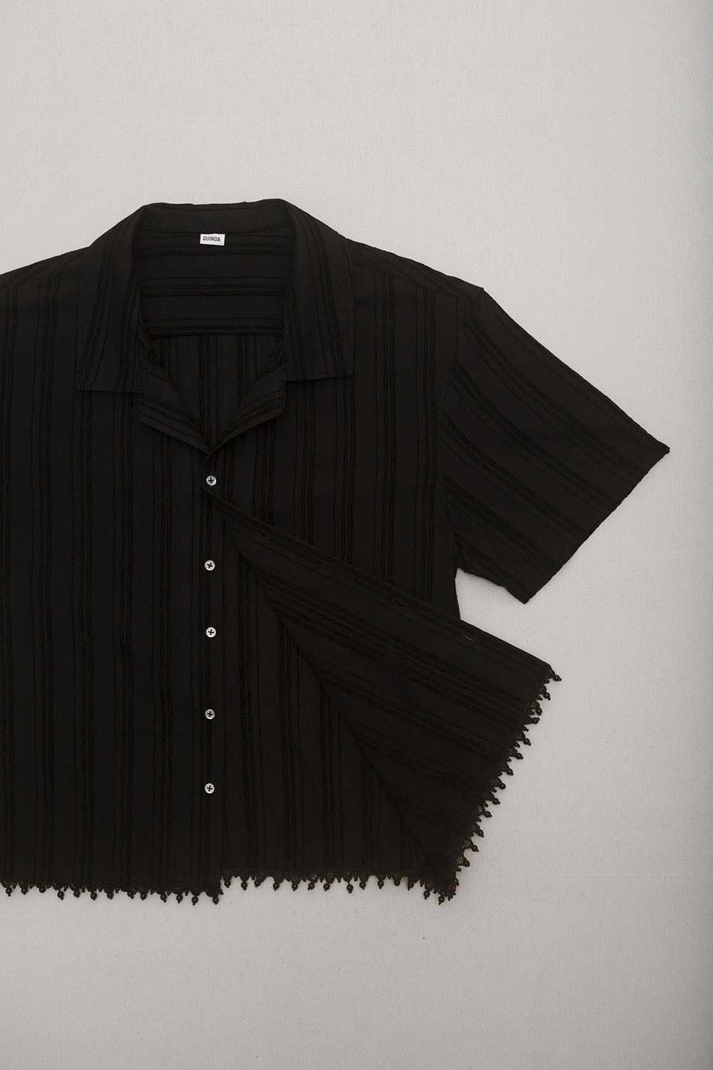 quinoa stripe beads shirts - black
