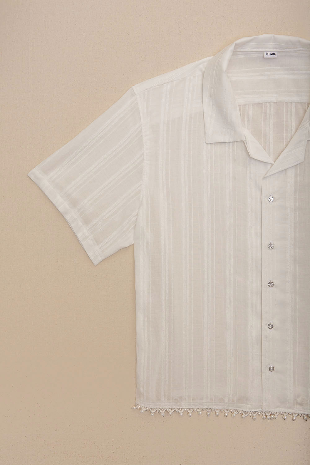 quinoa stripe beads shirts - white