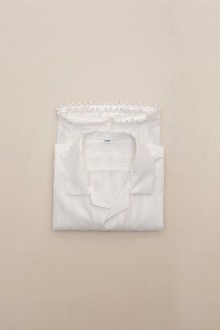 quinoa stripe beads shirts - white