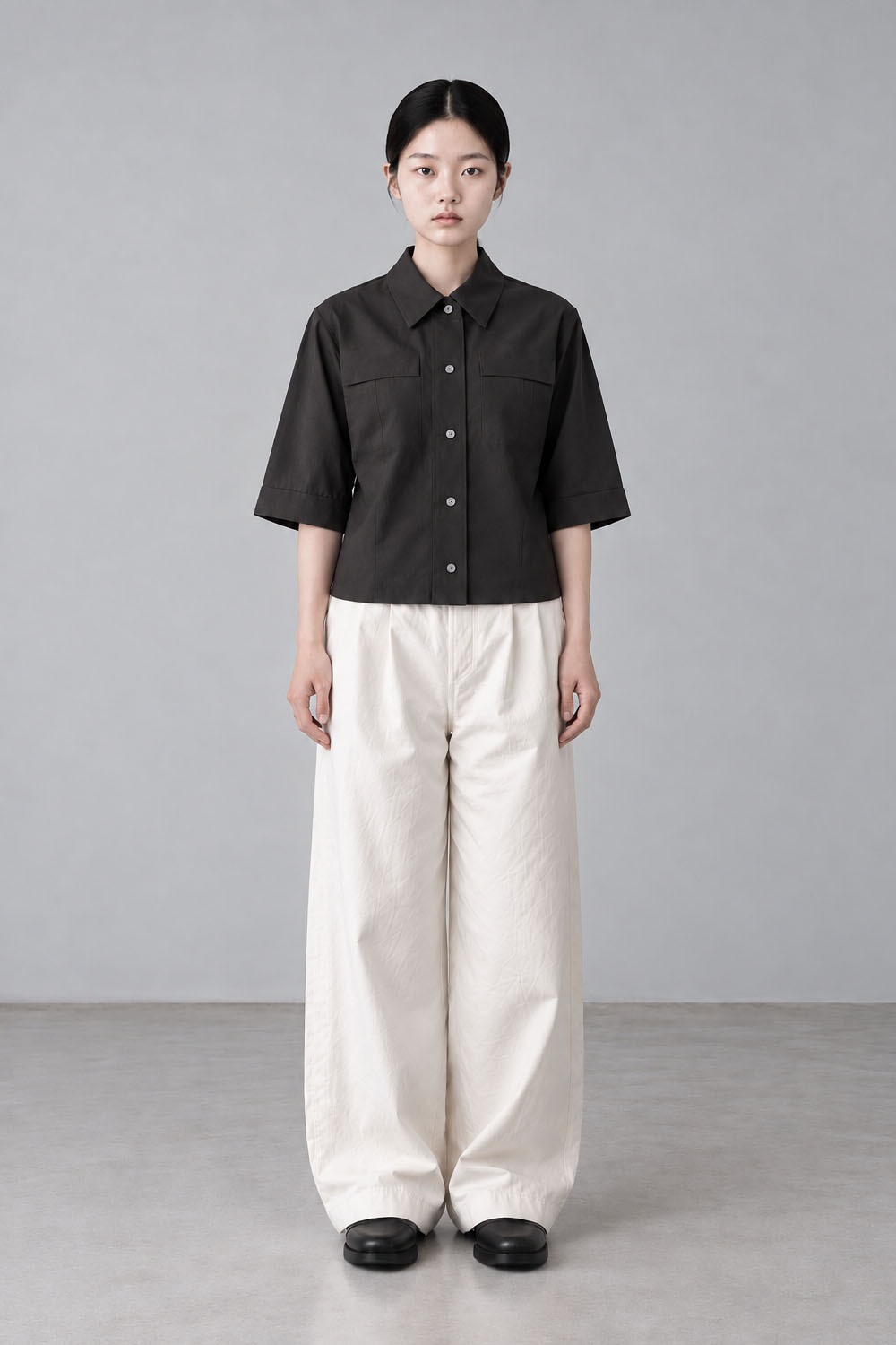 semi sleeve shirts - grey